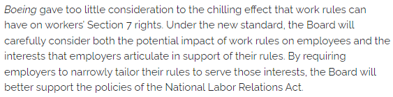 NLRB Revises Test for Evaluating Workplace Policies - Quote