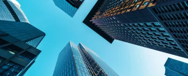 Bracewell Corporate & Securities practice banner image, which shows several office buildings under a blue sky.